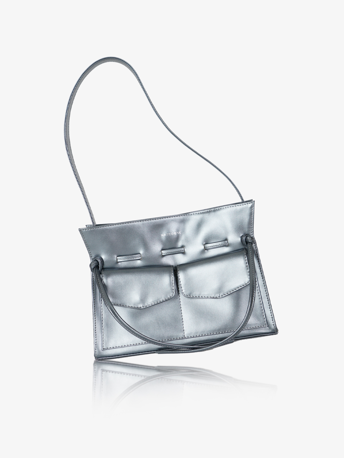 Marroque Judy Shoulder genuine leather bag in Silverblue.